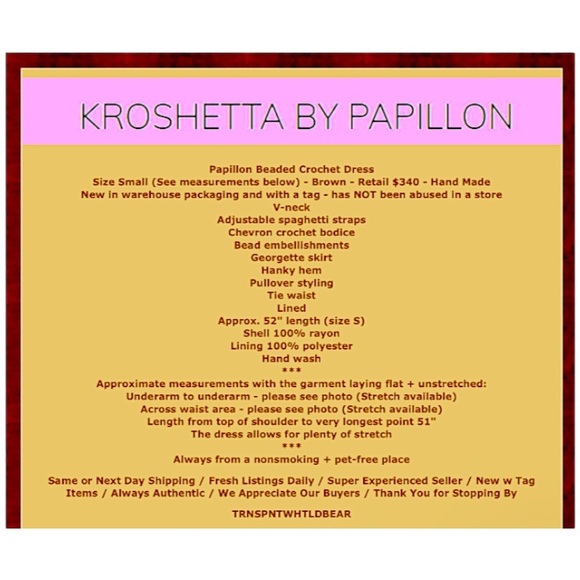 $340 Krochetta Papillon Beaded Crochet Gown Small 2 4 Hand Made Embroidered NWT - Picture 2 of 16